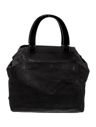 Prada Enameled Metal Triangle Tote