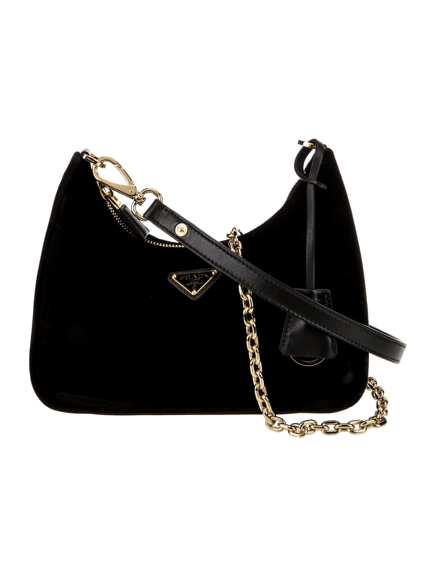 Prada Enameled Metal Triangle Shoulder Bag