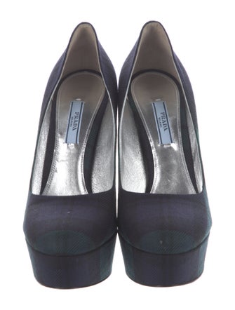 Prada Wool Plaid Print Pumps