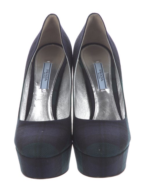 Prada Wool Plaid Print Pumps