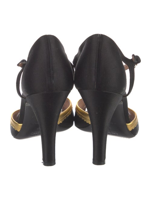 Prada Satin Colorblock Pattern T-Strap Pumps