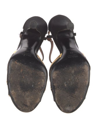 Prada Satin Colorblock Pattern T-Strap Pumps