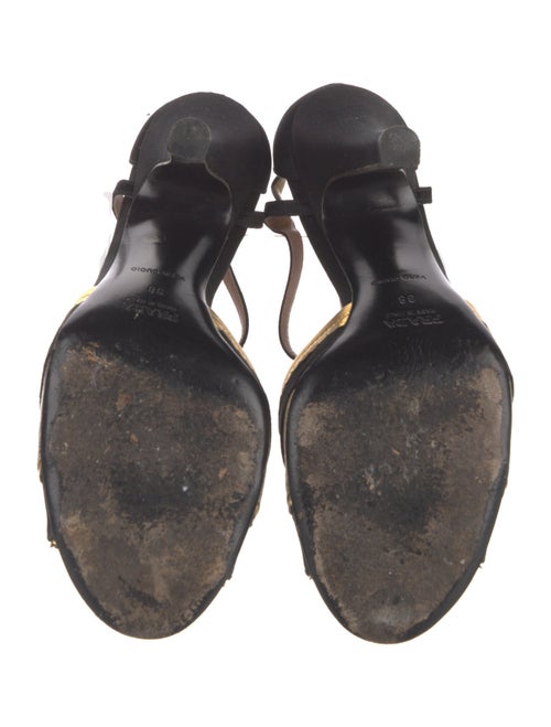 Prada Satin Colorblock Pattern T-Strap Pumps