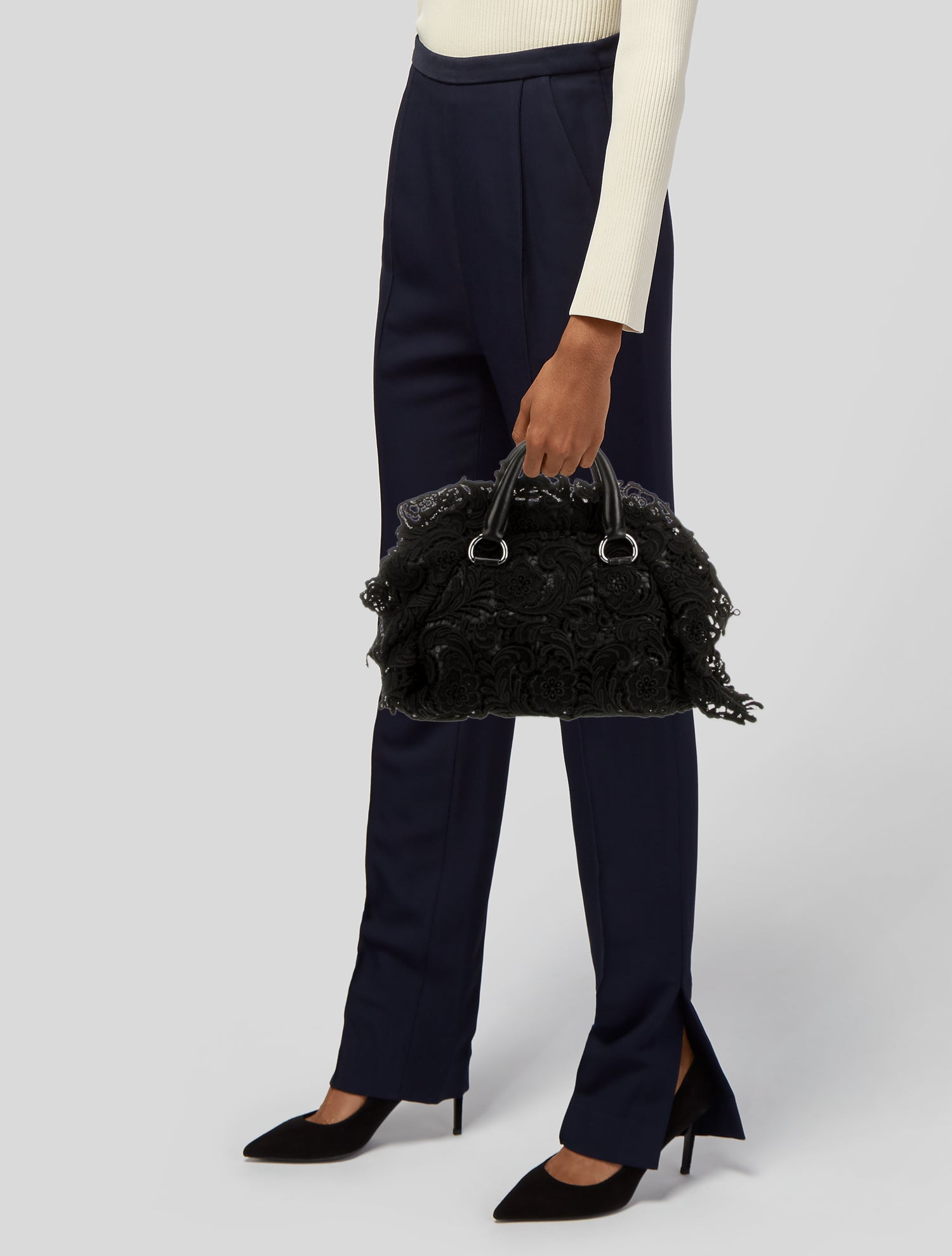 Prada Lace Top Handle Bag