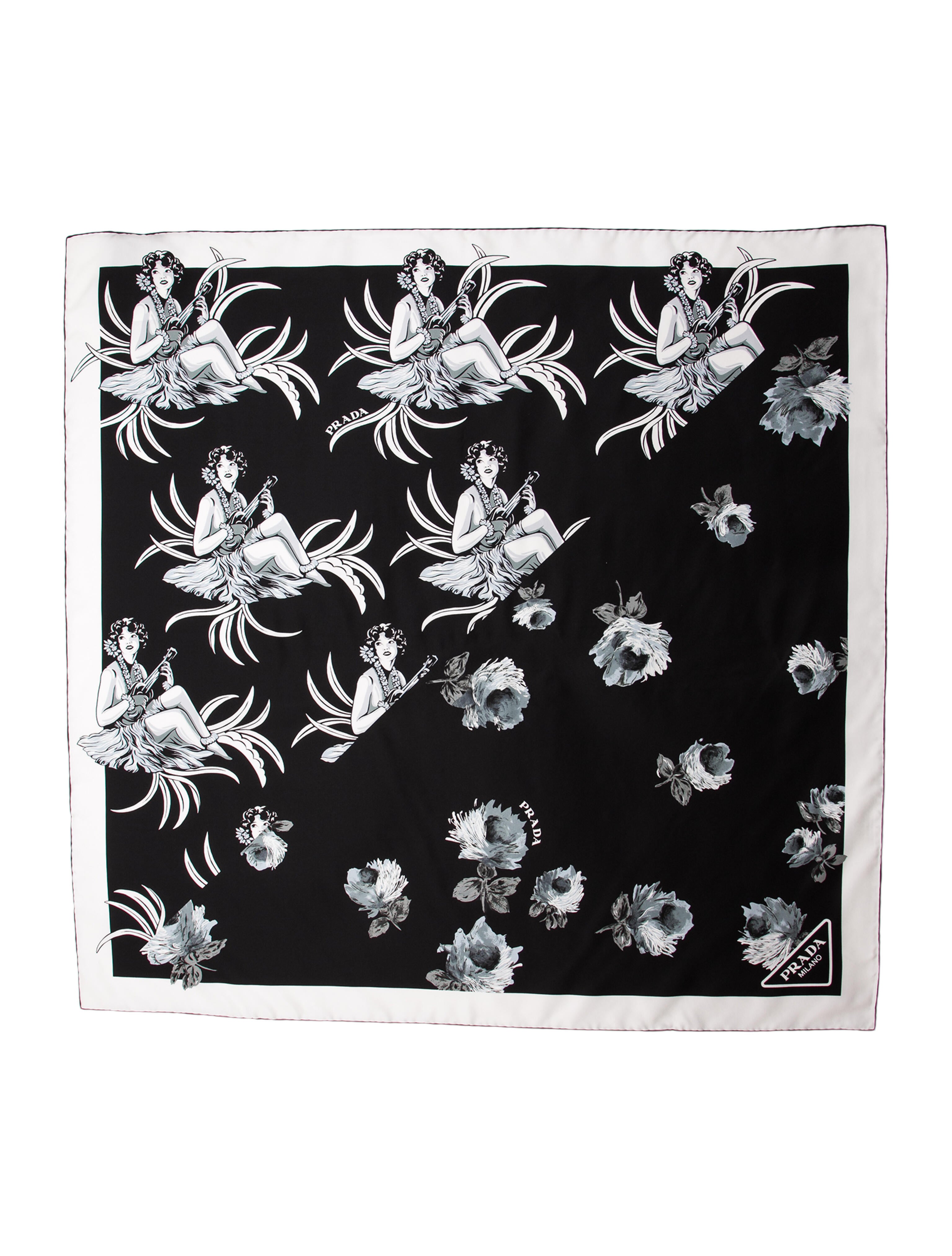 Prada Silk Floral Print Scarf w/ Tags