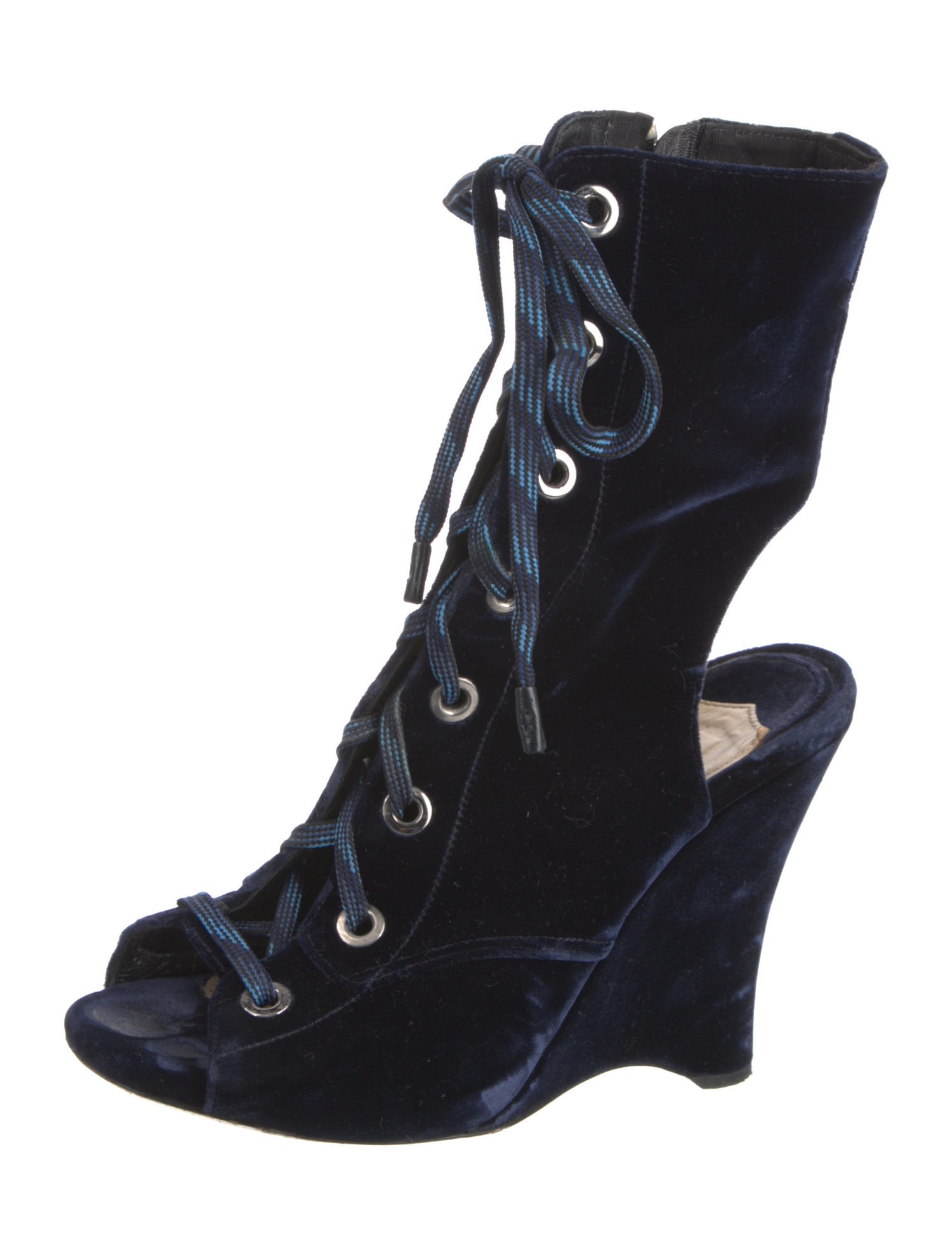 Prada Velvet Lace-Up Boots