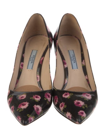 Prada Patent Leather Floral Print Pumps