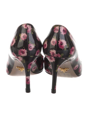 Prada Patent Leather Floral Print Pumps