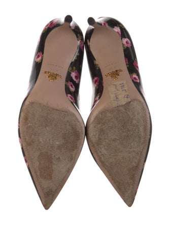 Prada Patent Leather Floral Print Pumps