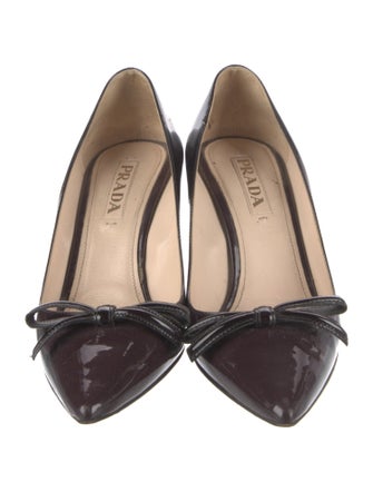Prada Patent Leather Bow Accents Pumps