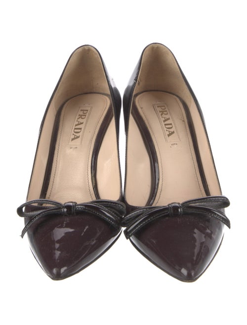 Prada Patent Leather Bow Accents Pumps