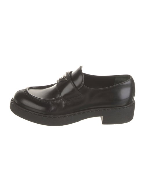 Prada Enameled Metal Triangle Patent Leather Oxfords