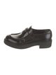 Prada Enameled Metal Triangle Patent Leather Oxfords