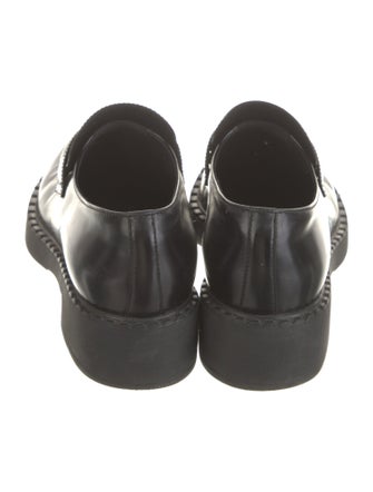 Prada Enameled Metal Triangle Patent Leather Oxfords