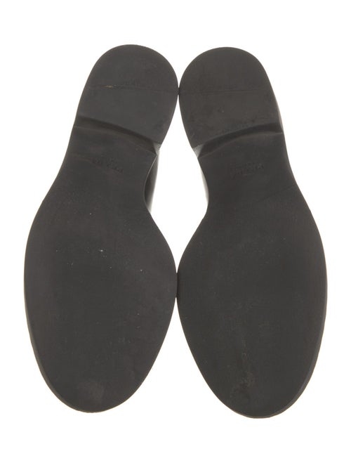 Prada Enameled Metal Triangle Patent Leather Oxfords