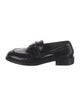 Prada Enameled Metal Triangle Patent Leather Loafers