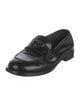 Prada Enameled Metal Triangle Patent Leather Loafers