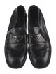 Prada Enameled Metal Triangle Patent Leather Loafers