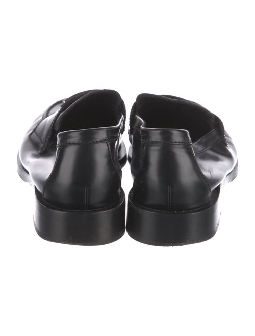 Prada Enameled Metal Triangle Patent Leather Loafers