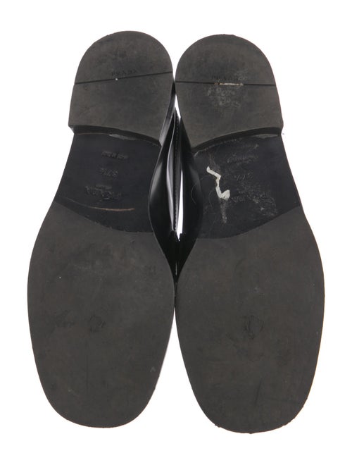 Prada Enameled Metal Triangle Patent Leather Loafers