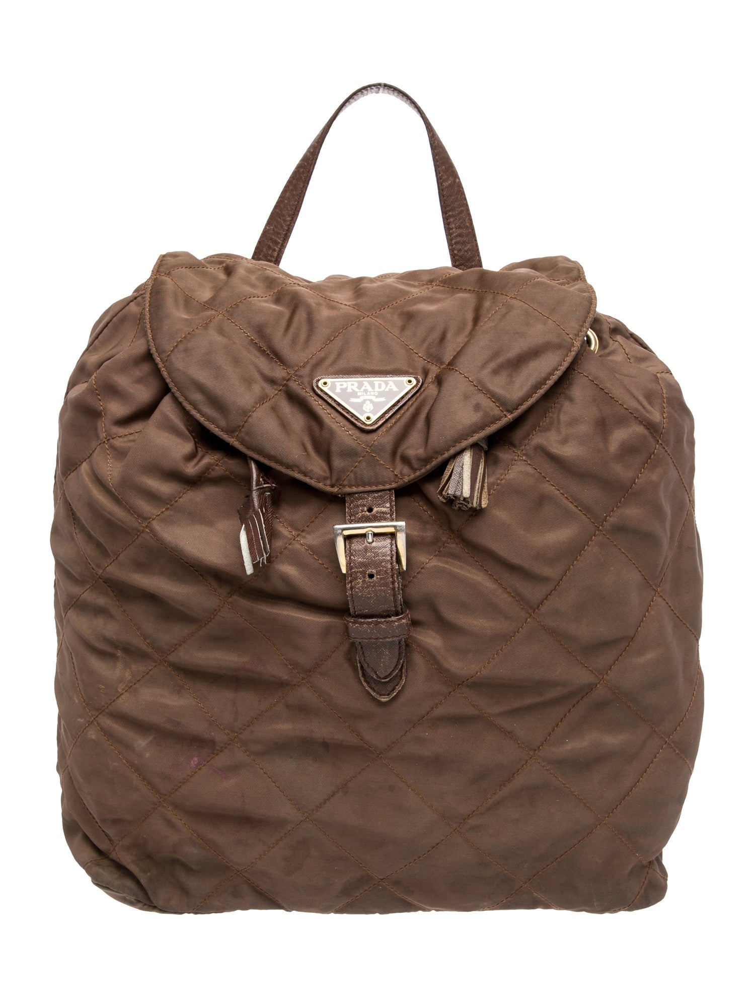 Prada Enameled Metal Triangle Backpack