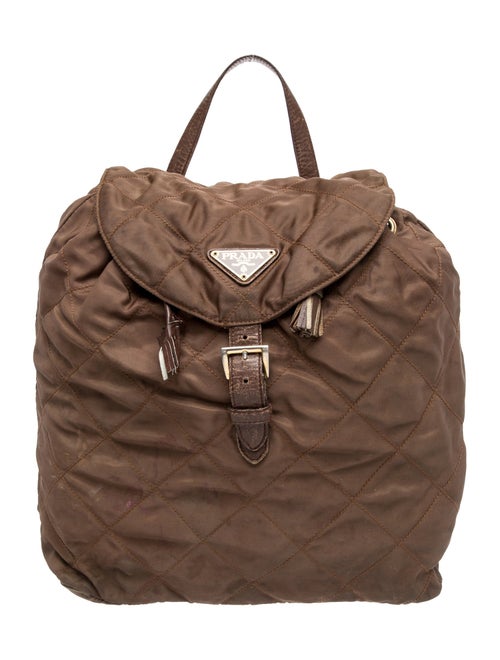 Prada Enameled Metal Triangle Backpack