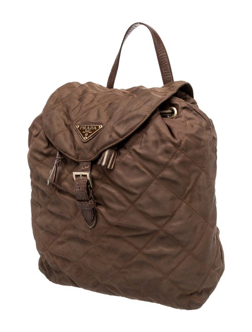 Prada Enameled Metal Triangle Backpack