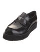 Prada Enameled Metal Triangle Patent Leather Loafers