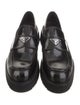 Prada Enameled Metal Triangle Patent Leather Loafers