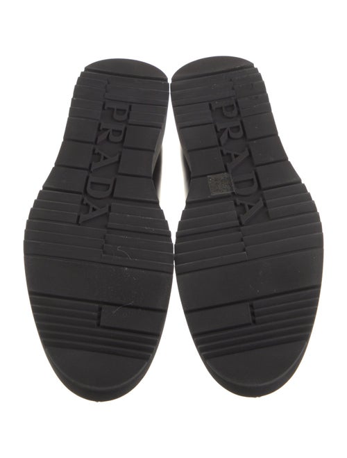 Prada Enameled Metal Triangle Patent Leather Loafers