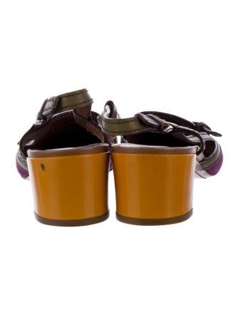 Prada Suede Colorblock Pattern Slingback Pumps