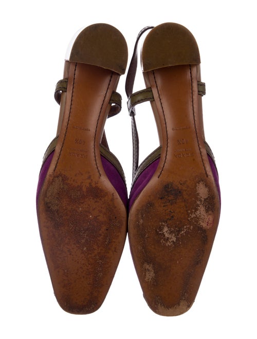 Prada Suede Colorblock Pattern Slingback Pumps