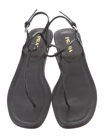Prada Patent Leather T-Strap Sandals
