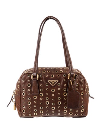 Prada Vitello Daino Leather Bauletto Grommet