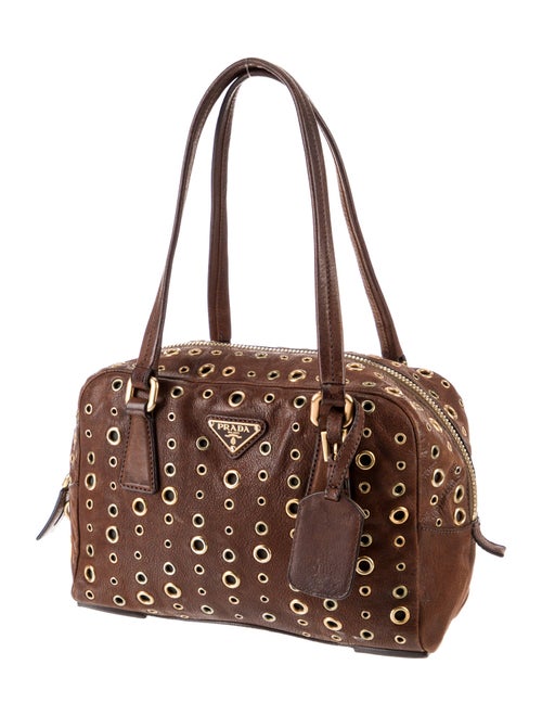 Prada Vitello Daino Leather Bauletto Grommet