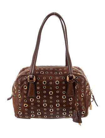 Prada Vitello Daino Leather Bauletto Grommet