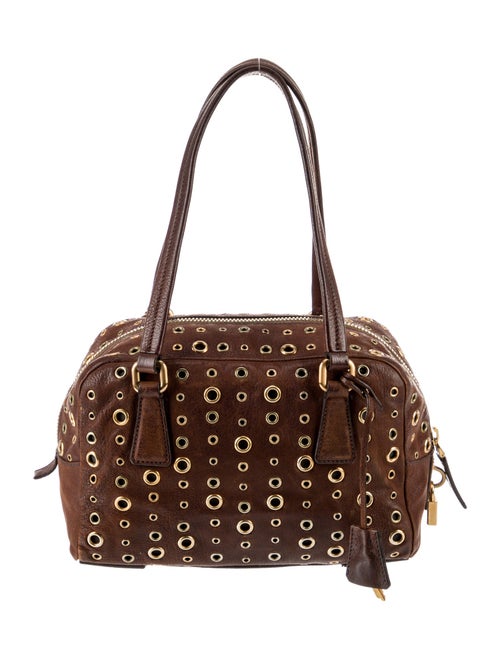 Prada Vitello Daino Leather Bauletto Grommet