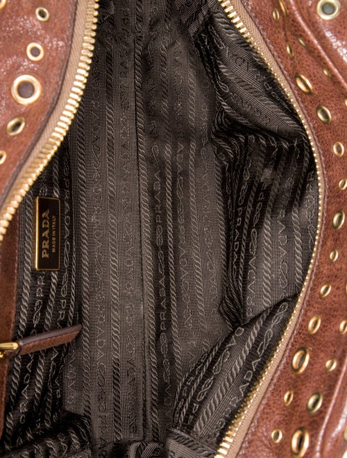 Prada Vitello Daino Leather Bauletto Grommet