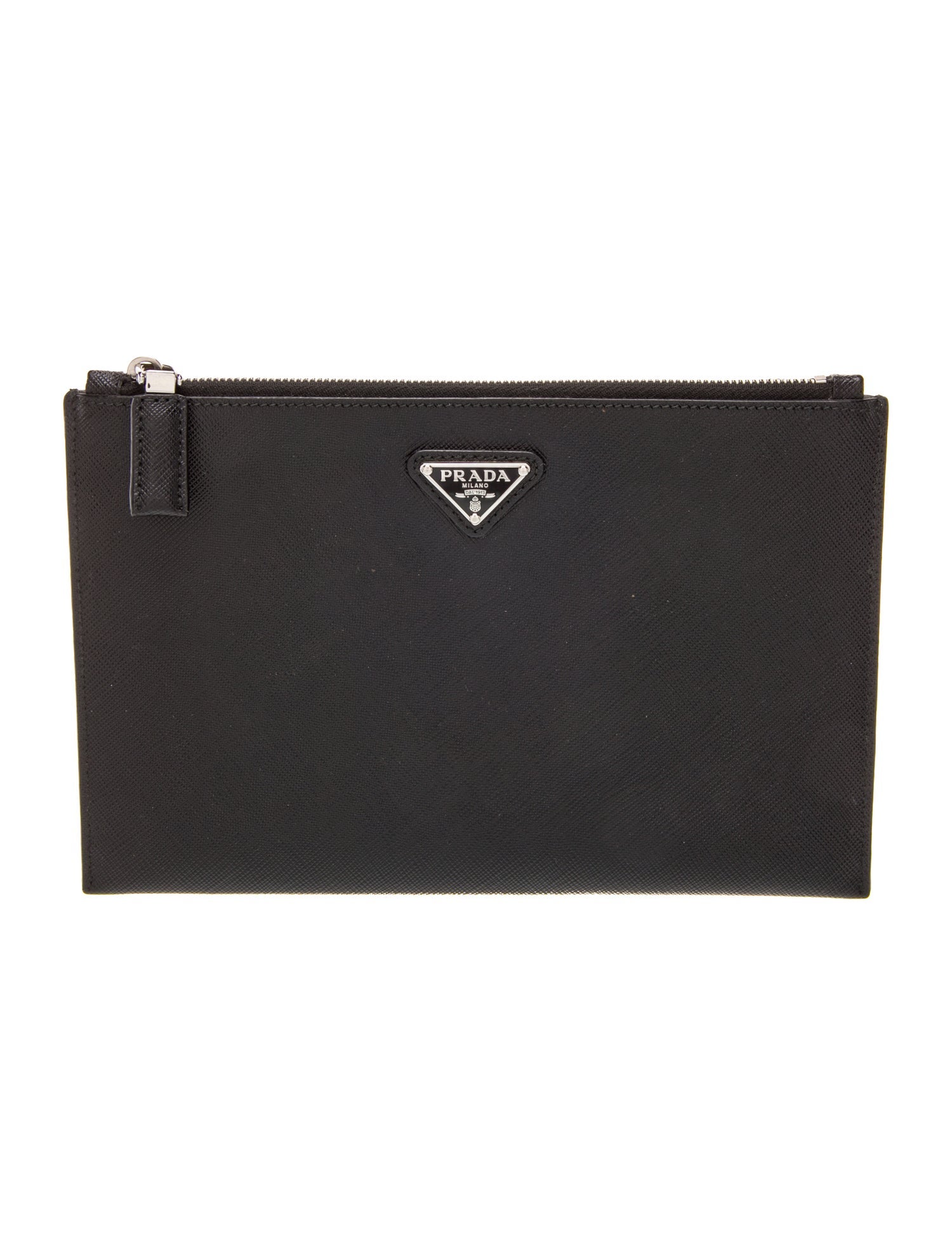 Prada Enameled Metal Triangle Portfolio