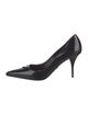 Prada Enameled Metal Triangle Patent Leather Pumps