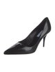 Prada Enameled Metal Triangle Patent Leather Pumps