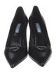 Prada Enameled Metal Triangle Patent Leather Pumps