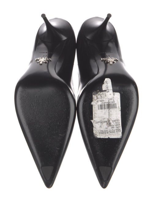 Prada Enameled Metal Triangle Patent Leather Pumps