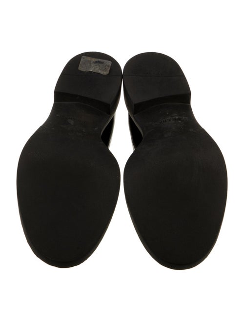 Prada Enameled Metal Triangle Patent Leather Oxfords