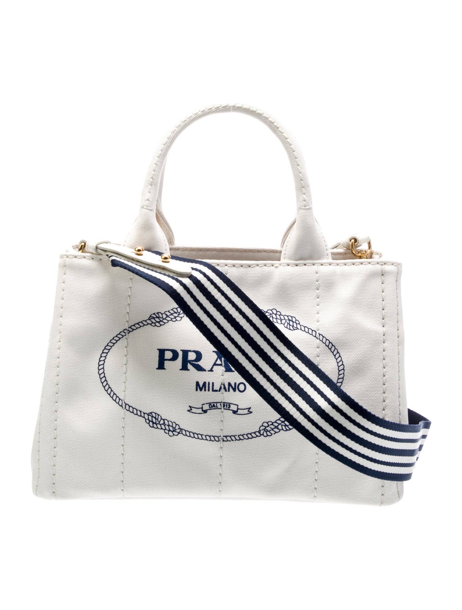 Prada Enameled Metal Triangle Top Handle Bag