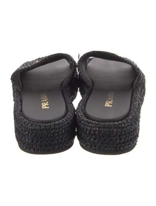 Prada Enameled Metal Triangle Straw Espadrilles