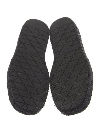 Prada Enameled Metal Triangle Straw Espadrilles