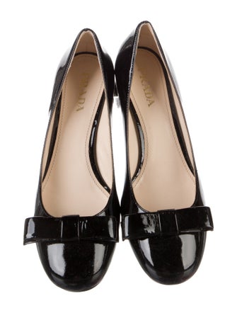 Prada Patent Leather Bow Accents Pumps