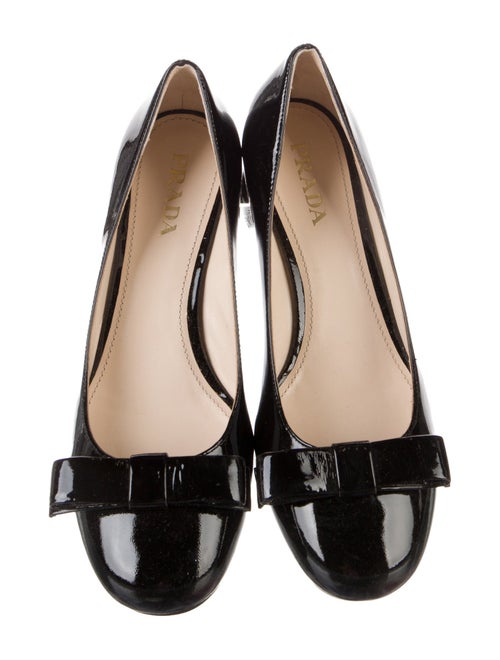 Prada Patent Leather Bow Accents Pumps