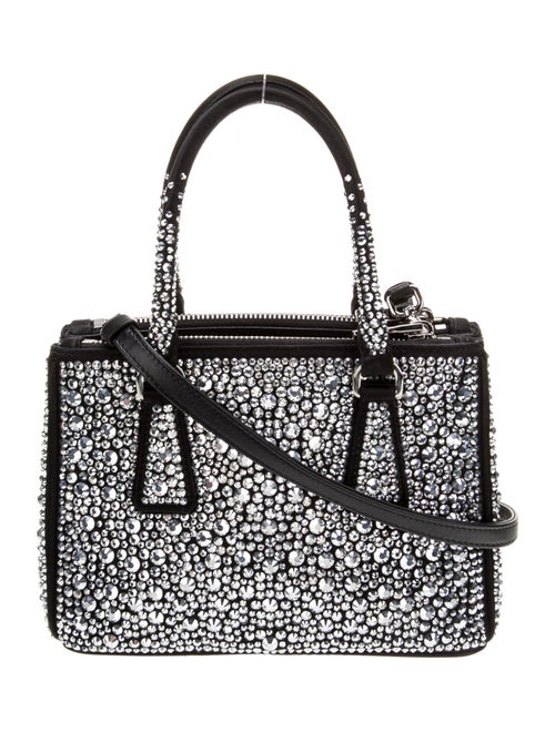 Prada Enameled Metal Triangle Galleria Double Zip Mini